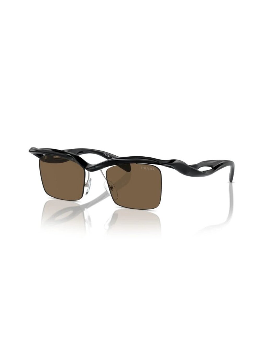 NEW PRADA SUNGLASSES, PRA15S 1AB8C1 BLACK BROWN UNISEX EYEWEAR SPR A15 1AB8C1